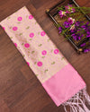 Indiehaat | Banarasi Lichi Silk Brocade Dupatta Pink