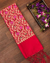 Indiehaat | Banarasi Lichi Silk Brocade Dupatta Red