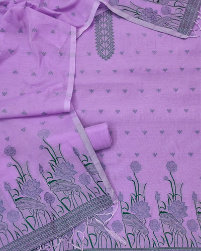 Indiehaat | Banarasi Cotton Thread Work Suit Purple