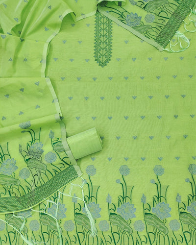 Indiehaat | Banarasi Cotton Thread Work Suit Green