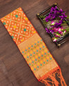 Indiehaat | Banarasi Lichi Silk Brocade Dupatta Orange