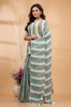 Indiehaat | Hand Dyed Linen Saree Green