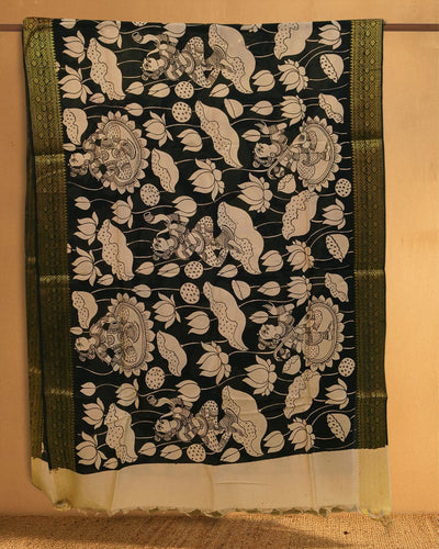 Indiehaat |Bangalori Handpainted Black Dupatta