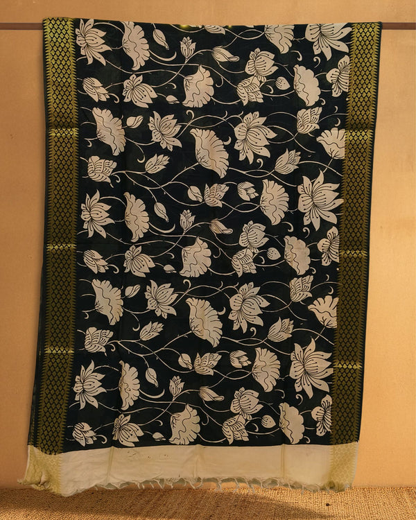 Indiehaat |Bangalori Handpainted Black Dupatta