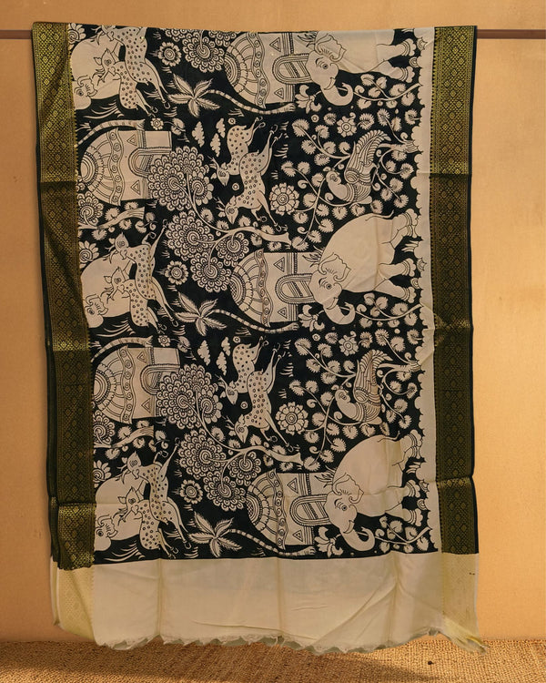 Indiehaat |Bangalori Handpainted Black Dupatta