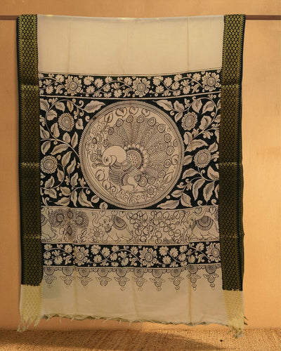 Indiehaat |Bangalori Handpainted Black Dupatta