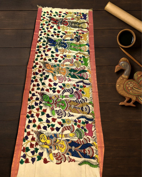 Indiehaat | Mangalagiri Handpainted Dupatta Multicolor