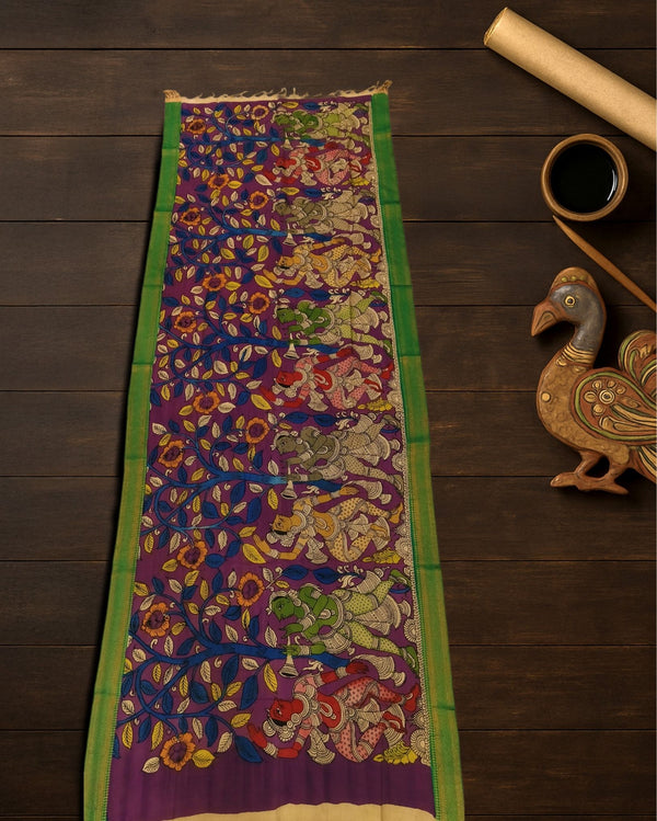 Indiehaat | Mangalagiri Handpainted Dupatta Multicolor