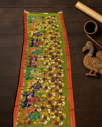 Indiehaat | Mangalagiri Handpainted Dupatta Multicolor