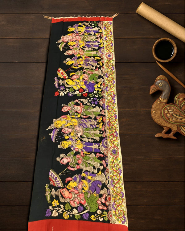 Indiehaat | Mangalagiri Handpainted Dupatta Black