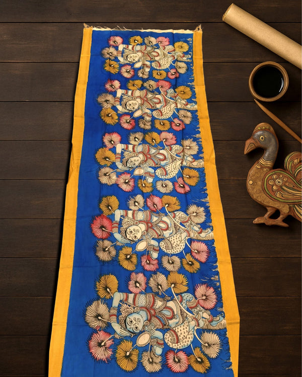 Indiehaat | Mangalagiri Handpainted Dupatta Blue