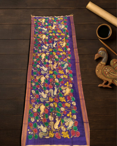 Indiehaat | Mangalagiri Handpainted Dupatta Blue