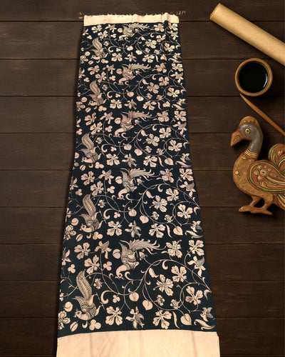 Indiehaat | Mangalagiri Handpainted Dupatta Black & White