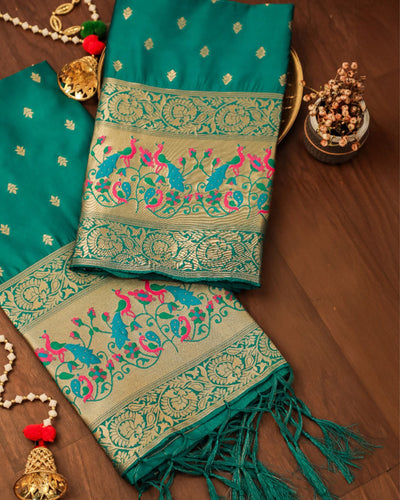 Indiehaat | Banarasi Lichi Silk Brocade Blue Suit