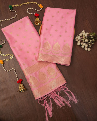 Indiehaat | Banarasi Lichi Silk Brocade Suit Pink