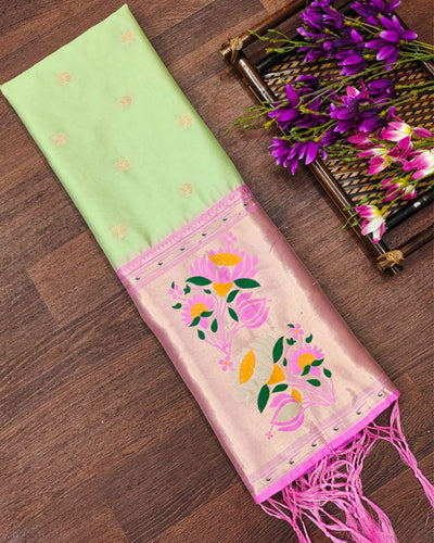 Indiehaat | Banarasi Lichi Silk Brocade Dupatta Green