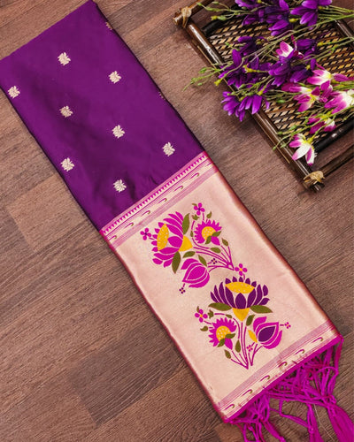 Indiehaat | Banarasi Lichi Silk Brocade Dupatta Purple