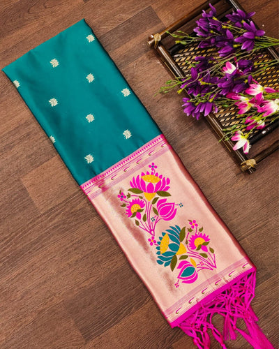 Indiehaat | Banarasi Lichi Silk Brocade Dupatta Green