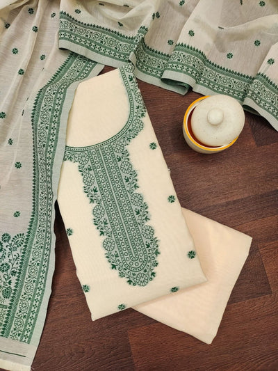 Indiehaat | Banarasi Cotton Brocade Work Suit Beige