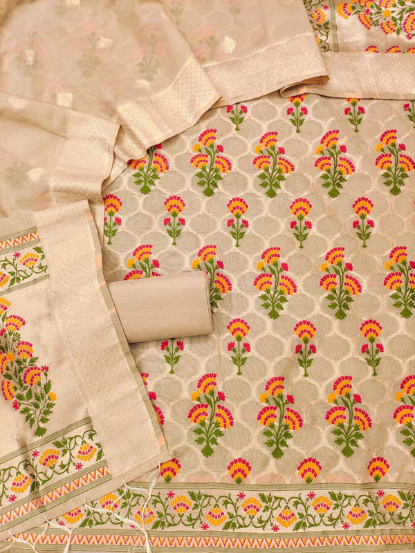 Indiehaat | Banarasi Cotton Banarasi Brocade Suit Peach