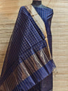 Indiehaat | Maheshwari Silk Checks Design Suit Blue