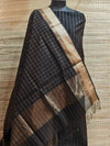 Indiehaat | Maheshwari Silk Checks Design Suit Black