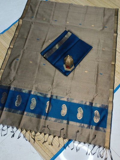 Indiehaat | Kairi Buta Maheshwari Silk Suit Blue