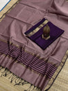 Indiehaat | Maheshwari Silk Zari Border Suit Purple