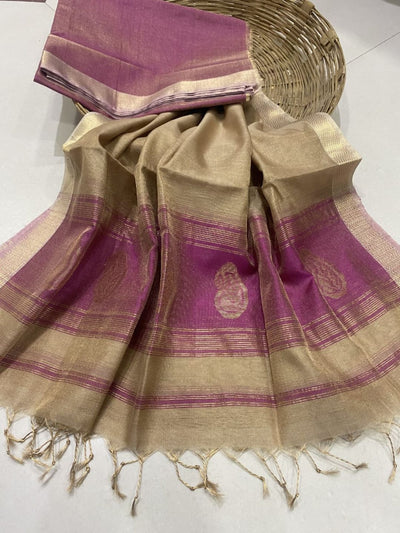 Indiehaat | Maheshwari Tissue Silk Zari Weaving Blue