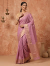 Indiehaat | Hand Dyed Dupion Silk Saree Purple