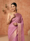 Indiehaat | Hand Dyed Dupion Silk Saree Purple