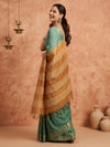 Indiehaat | Hand Dyed Kota Silk Dupion Stripe Saree Green
