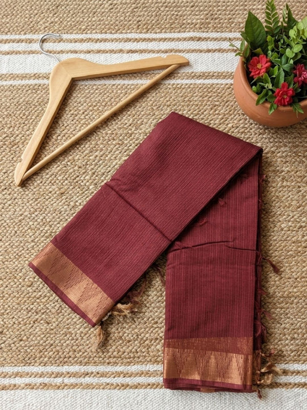 Indiehaat | Hand Dyed Kota Silk Saree Brown