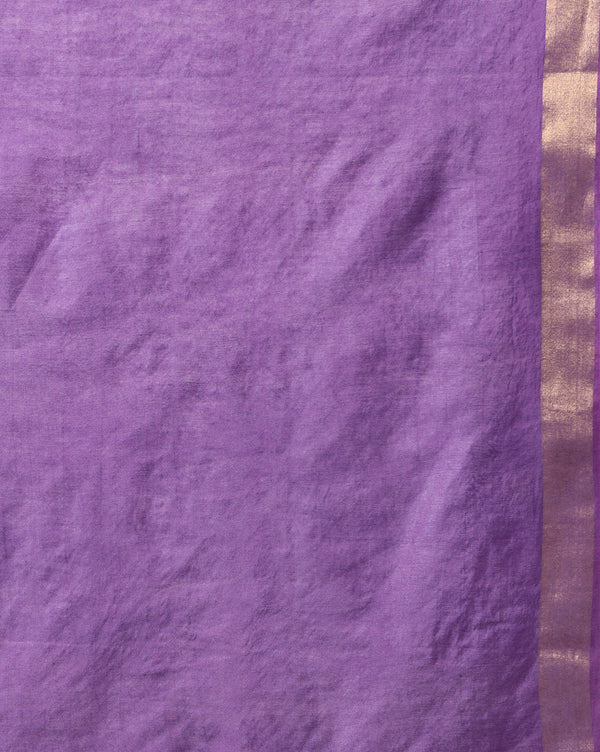 Indiehaat | Kota Silk Hand Dyed Zar Stripe Saree Purple