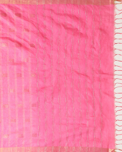 Indiehaat | Kota Silk Hand Dyed Zar Stripe Saree Pink