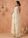 Indiehaat | Hand Dyed Kota Silk Zari Striped Saree White