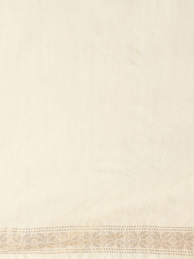 Indiehaat | Hand Dyed Kota Silk Zari Striped Saree White