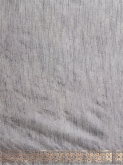 Indiehaat | Hand Dyed Kota Silk Zari Striped Saree Gray