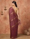 Indiehaat | Hand Dyed Kota Silk Zari Striped Saree Brown