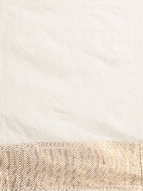 Indiehaat | Hand Dyed Kota Silk Jacquard Saree Off White