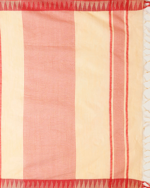 Indiehaat | Kota Silk Hand Dyed Temple Border Saree Beige
