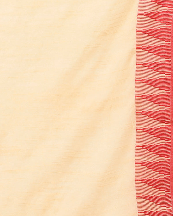 Indiehaat | Kota Silk Hand Dyed Temple Border Saree Beige