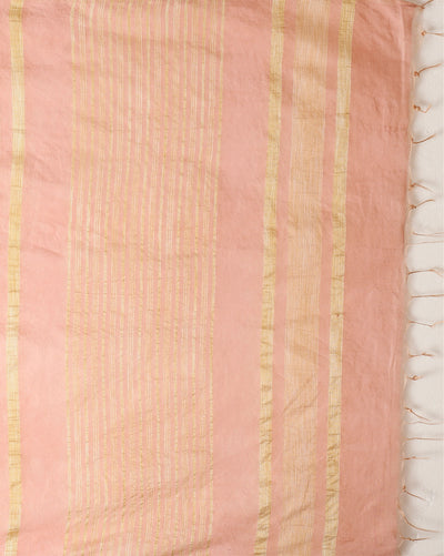 Indiehaat | Kota Silk Hand Dyed Plain Saree Peach