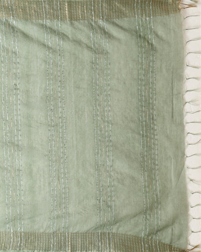 Indiehaat | Kota Silk Hand Dyed Kantha Saree Red