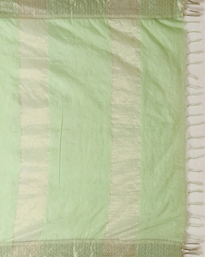 Indiehaat | Kota Silk Banarasi Border Hand Dyed Saree Green