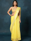 Indiehaat | Kota Banarasi Silk Hand Dyed Saree Yellow