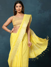 Indiehaat | Kota Banarasi Silk Hand Dyed Saree Yellow