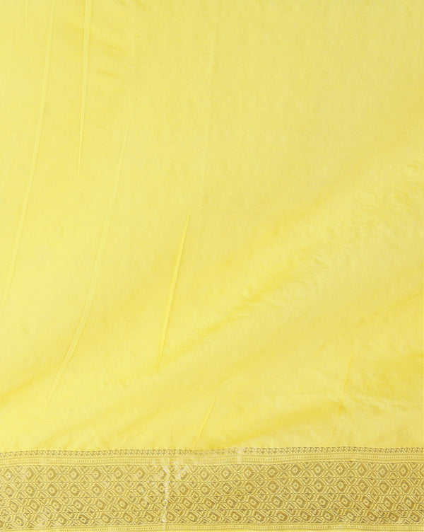 Indiehaat | Kota Banarasi Silk Hand Dyed Saree Yellow