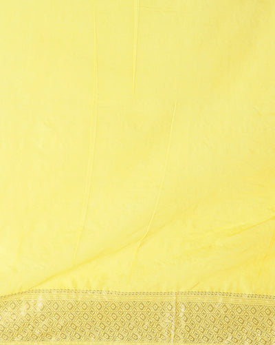 Indiehaat | Kota Banarasi Silk Hand Dyed Saree Yellow