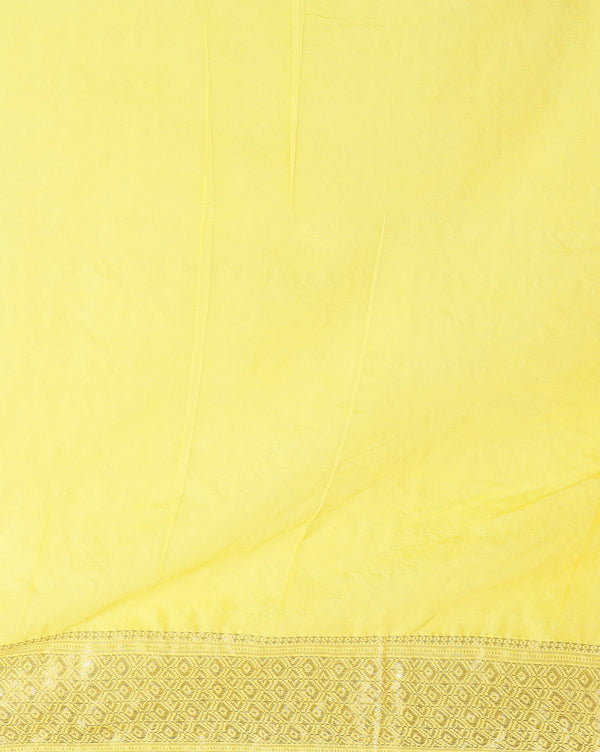 Indiehaat | Kota Banarasi Silk Hand Dyed Saree Yellow